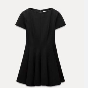 Zara NWT black skater swing dress short sleeve size Large
